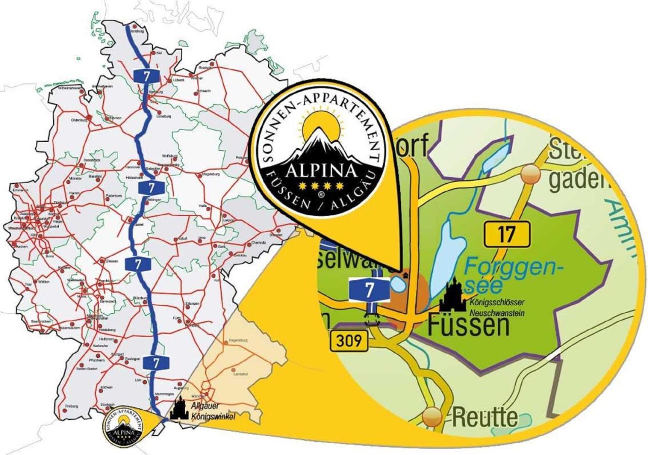 Alpina Sonnen-Appartements Fuessen Incl Xl-Sonnen-Terrasse & Koenigscard מראה חיצוני תמונה